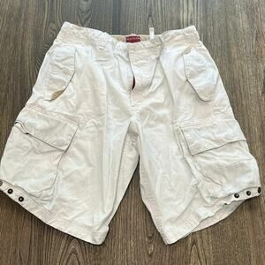 Red Label Hilfiger Denim Mens Cargo Shorts Mid Rise 100% Cotton White Size 32